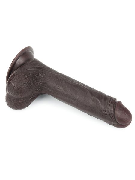 Żylaste dildo czarny gruby penis z przyssawka - 9