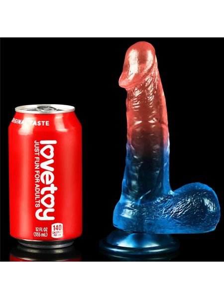 Penis dildo na przyssawce gumowy żylasty dwa kolory - 7