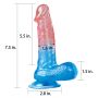 Penis dildo na przyssawce gumowy żylasty dwa kolory - 3