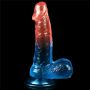 Penis dildo na przyssawce gumowy żylasty dwa kolory - 11