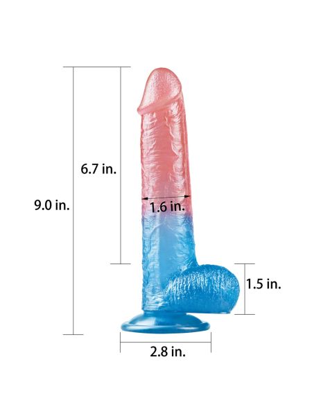 Dwukolorowy penis dildo z przyssawką mocna orgazm - 2