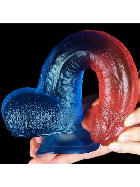 Dwukolorowy penis dildo z przyssawką mocna orgazm - 10