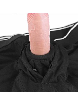 Czarne podwójne bokserki strap-on z otworem na penisa - image 2