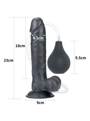 Dildo duży czarny penis z przyssawką i wytryskiem - image 2