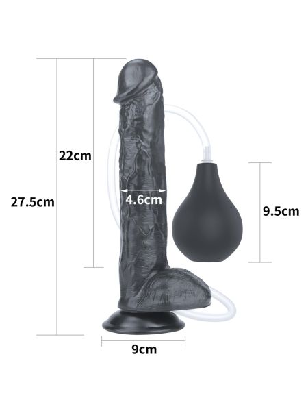 Żylaste czarne dildo przyssawka i wytrysk 28 cm - 2