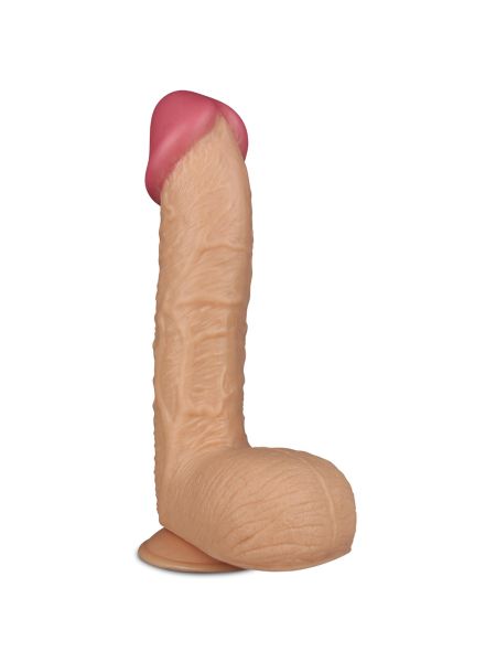 Penis z przyssawką duży żylasty cielisty 28,5 cm - 4