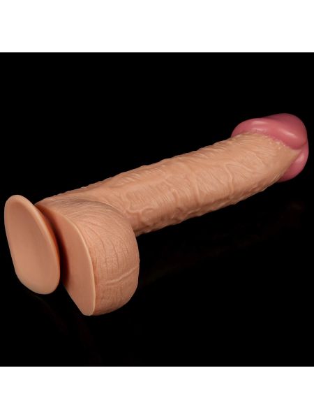 Penis z przyssawką duży żylasty cielisty 28,5 cm - 5
