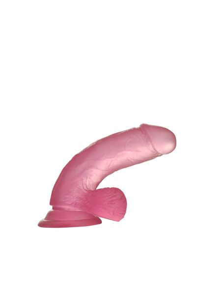 Silikonowe jasnoróżowe dildo z przyssawką 15 cm - 4