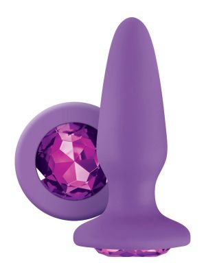Plug gładki fioletowy korek analny zatyczka z diamentem