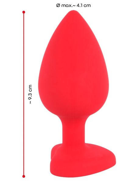 Plug korek analny z brylantem zatyczka czerwona 9,3cm - 10
