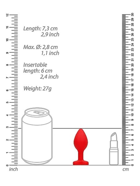 Plug silikonowy korek analny czerwony z diamentem 7,5cm - 4