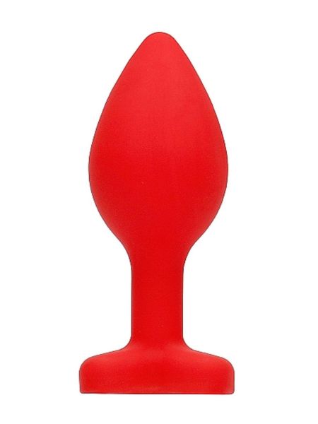 Plug silikonowy korek analny czerwony z diamentem 7,5cm - 5