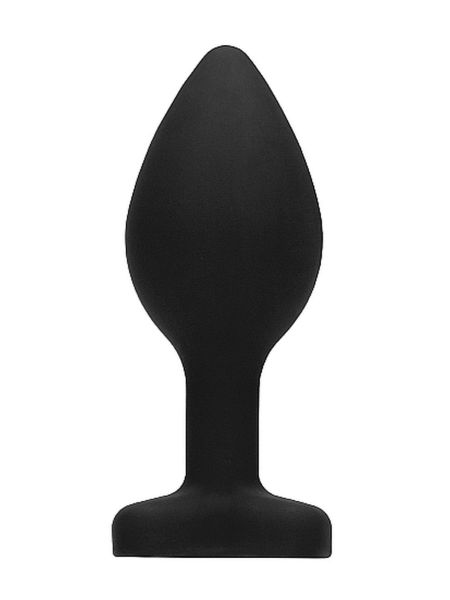 Gładki czarny korek analny zatyczka plug z diamentem 8 cm - 4