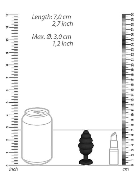 Czarny prążkowany korek analny zatyczka plug 7 cm - 3