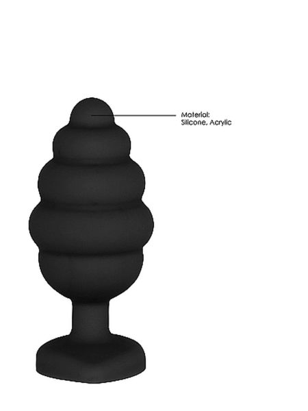 Czarny prążkowany korek analny zatyczka plug 7 cm - 7