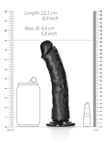 Czarne duże realistyczne żylaste dildo przyssawka 22,5 cm - 7