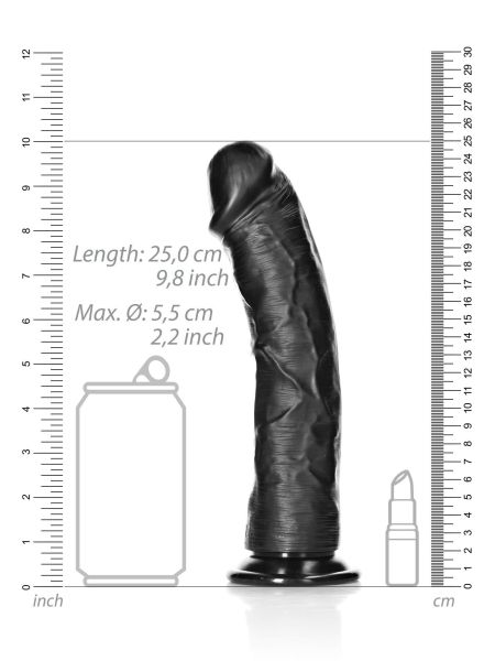 Duże czarne realistyczne żylaste dildo przyssawka 25 cm - 7