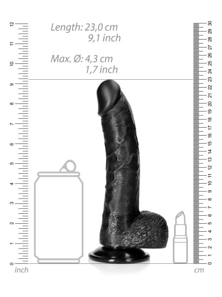 Realistyczne silikonowe żylaste dildo z przyssawką 23 cm - 7