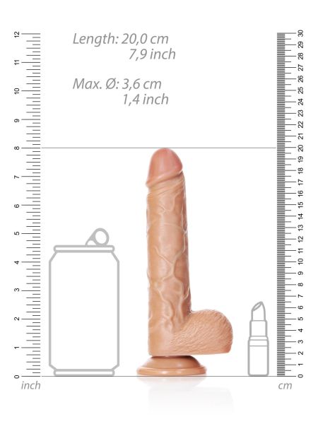 Duże miękkie żylaste dildo z mocną przyssawką 20cm - 7