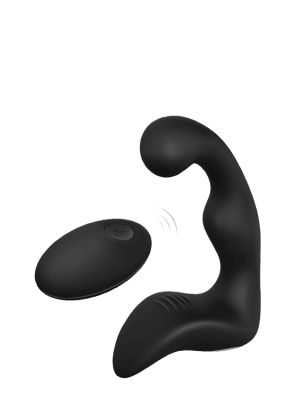 Czarny masażer prostaty gładki z pilotem - image 2