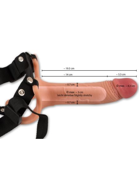 Silikonowa proteza przedłużenie na penisa na szelkach czarne - 12