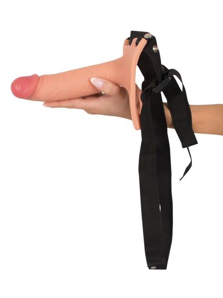 Silikonowa proteza przedłużenie na penisa na szelkach czarne - 7