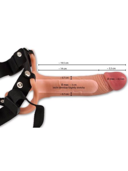 Silikonowa proteza przedłużenie na penisa na szelkach czarne - 13