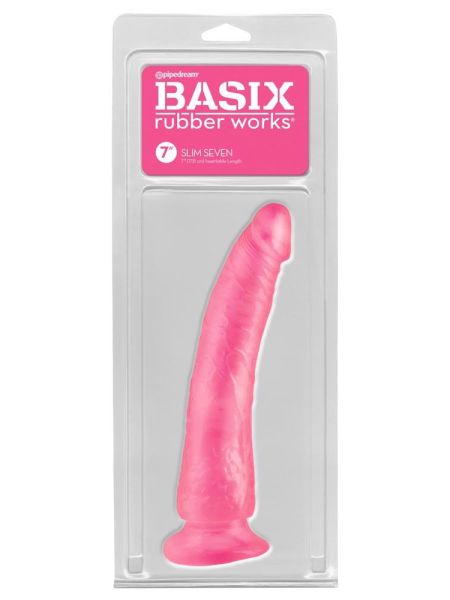 Penis różowe silikonowe żylaste dildo przyssawka 17,5cm - 2