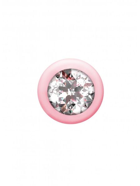 Elastyczny plug analny różowy z diamentem 17,7 cm - 4