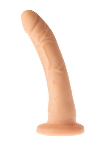 Dildo z przyssawką realistyczny zakrzywiony cielisty penis - 4