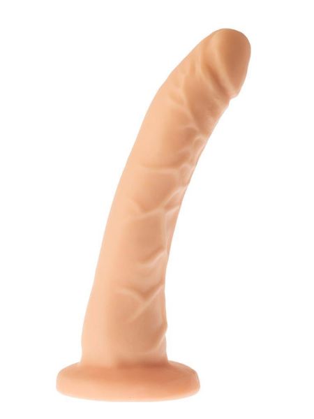 Dildo z przyssawką realistyczny zakrzywiony cielisty penis - 6