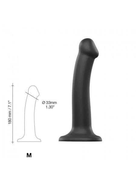 Miękkie gładkie czarne dildo z przyssawką 18 cm - 3