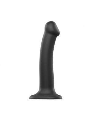 Miękkie gładkie czarne dildo z przyssawką 18 cm