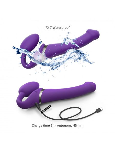 Silikonowy wodoodporny wibrujący strap-on fiolet - 8