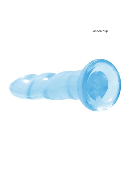Niebieskie dildo spiralne z mocną przyssawką 18 cm - 4