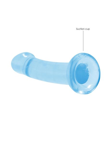 Niebieskie dildo z mocna przyssawka penetracja pochwy i anusa 17 cm - 4