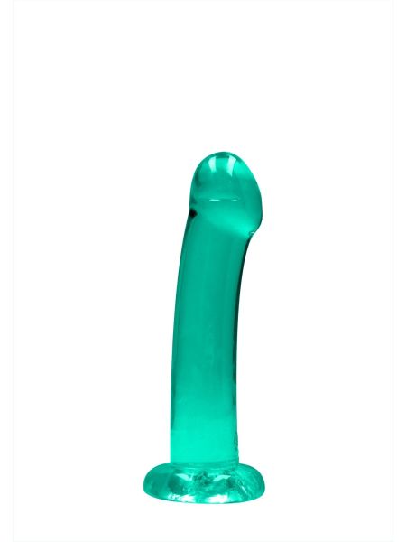 Gładkie dildo zielone z mocną przyssawką 17 cm - 4