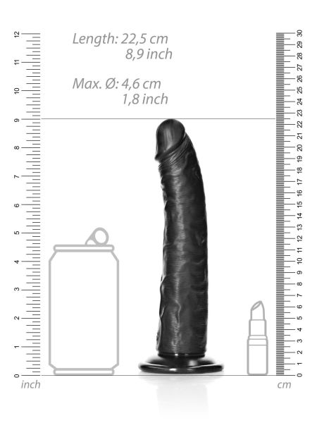Czarne silikonowe dildo z mocną przyssawką 22,5 cm - 7