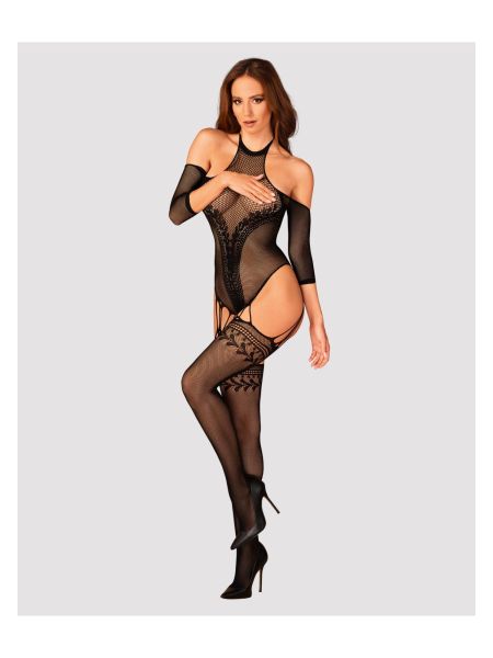 Strój erotyczny koronka bodystocking czarne S/M/L - 7