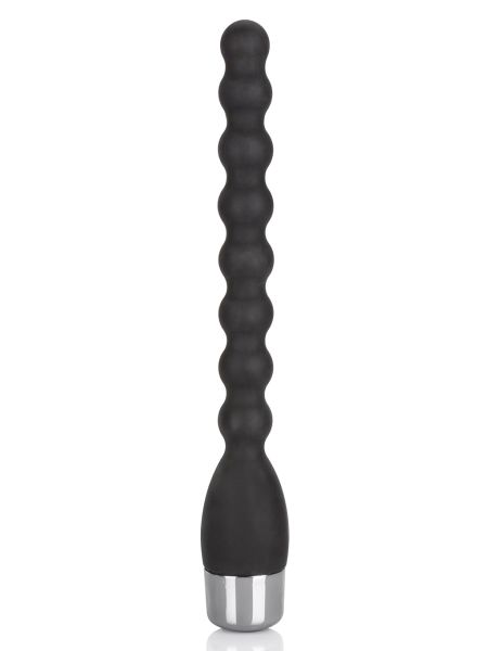 Giętki czarny wibrujący plug analny różdżka koraliki - 2