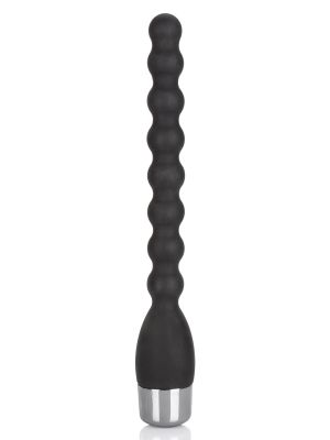 Giętki czarny wibrujący plug analny różdżka koraliki - image 2