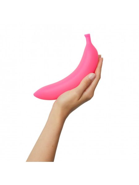 Różowe dildo wibrujący zakrzywiony banan silikon - 8