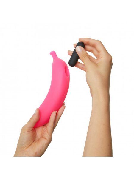 Różowe dildo wibrujący zakrzywiony banan silikon - 9