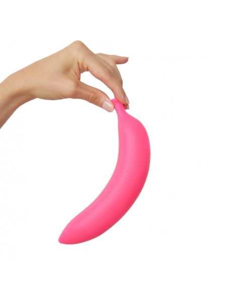 Różowe dildo wibrujący zakrzywiony banan silikon - 10