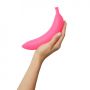 Różowe dildo wibrujący zakrzywiony banan silikon - 9