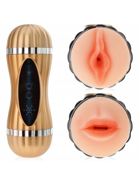 Masturbator podwójny usta wagina realistyczny 36 funkcji 4 poziomy głosu erotycznego - 5