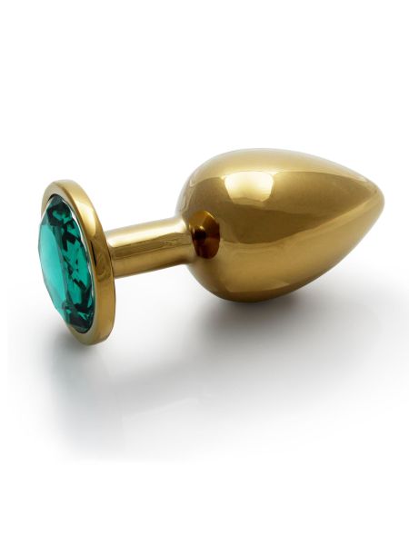 Plug złoty elegancki metalowy korek analny z diamentem wodoodporny 7 cm - 8