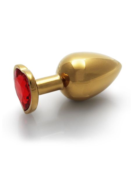 Zatyczka złoty plug analny korek metalowy z diamentem 9,3 cm - 6