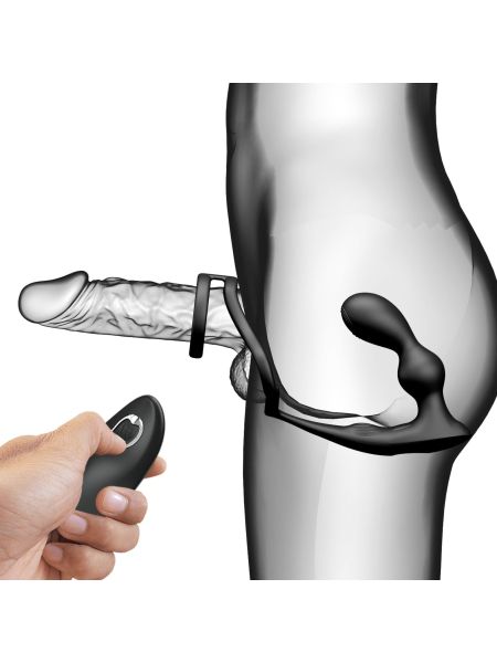 Wibrujący korek analny masażer prostaty i pierścień erekcyjny na penisa 2w1 na pilota - 2