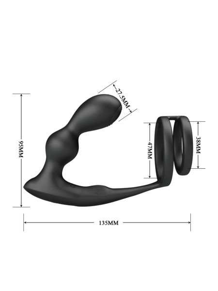 Wibrujący korek analny masażer prostaty i pierścień erekcyjny na penisa 2w1 na pilota - 7